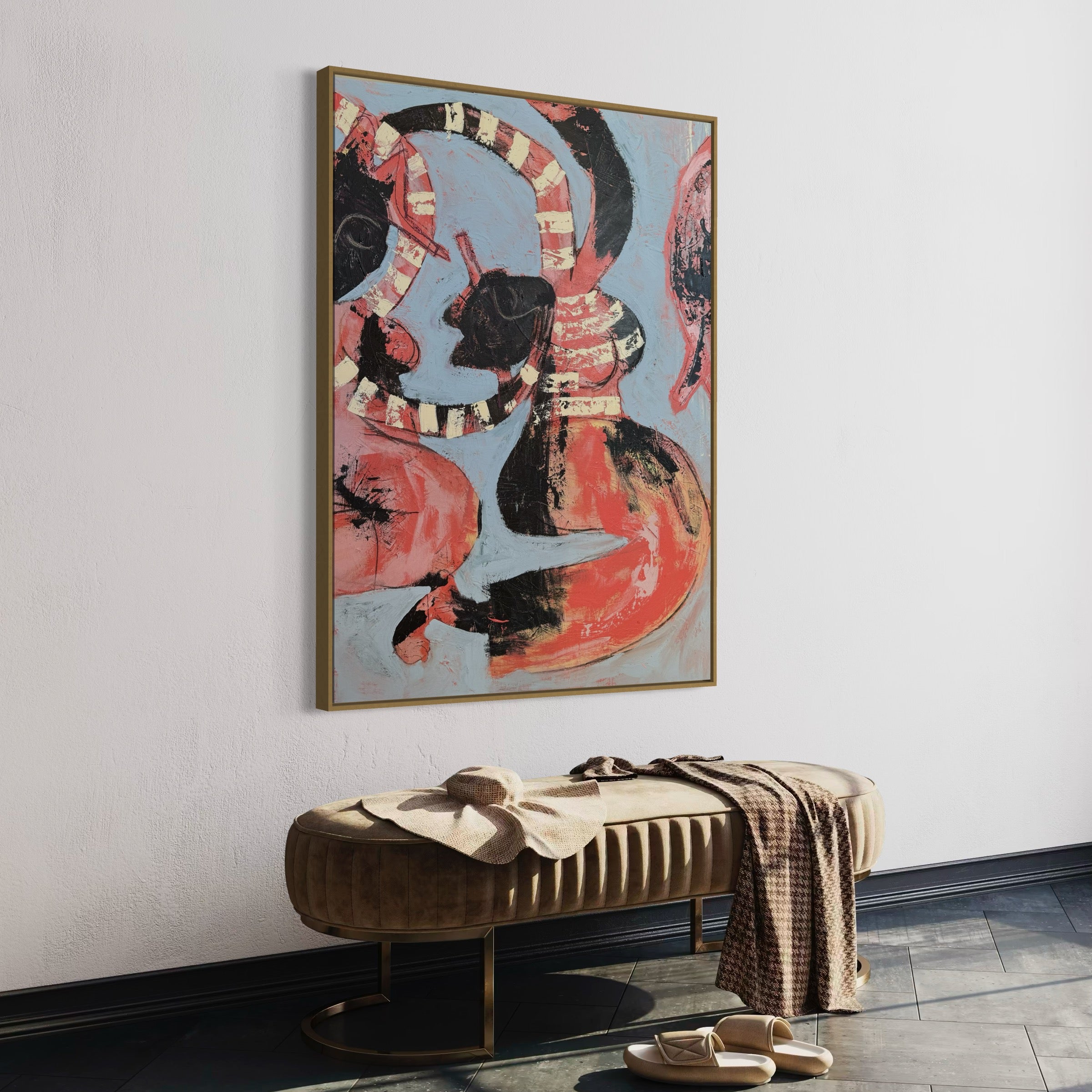 Two Figures. Half A Fish: Print